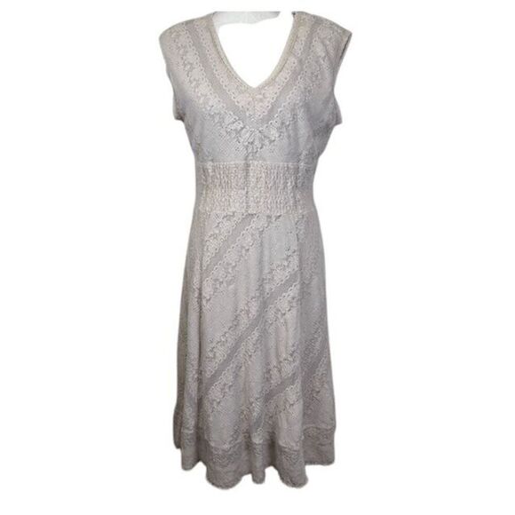 Rabbit Rabbit Rabbit Designs Crochet Lace Dress Cream Ivory Stretch Size 10 - Picture 1 of 13